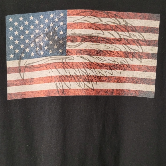 USA Flag Eagle Motif T-Shirt Size XL Black - Picture 2 of 4